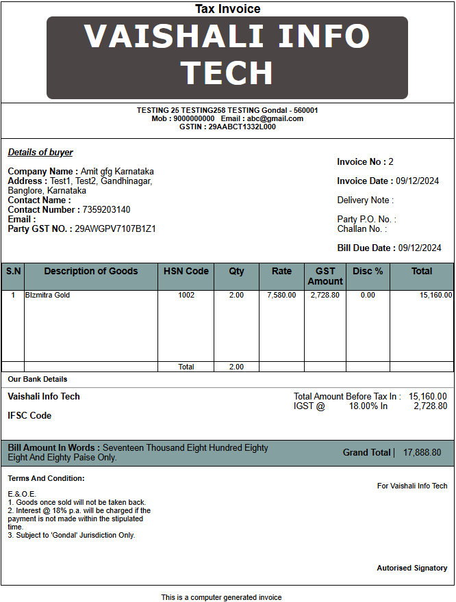 Custom invoice preview